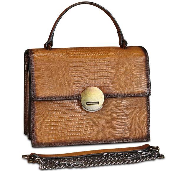 Genuine Leather Satchel Purse Vintage Handmade Top Handle Handbag :P